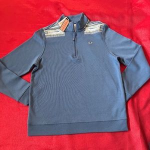 💥💥Vineyard Vines Jersey 1/4 Zip Fairisle Marlin Moonshine